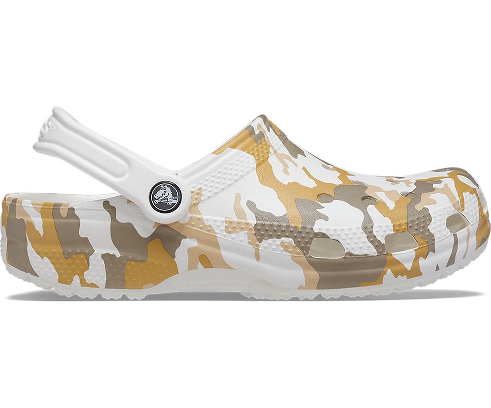 Crocs Classic Printed Træsko Herre Hvide | 472-KJYFZP