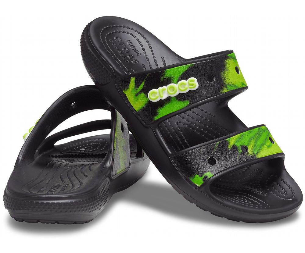 Crocs Classic Tie-Dye Graphic Sandaler Dame Sort | 817-AXDVHT