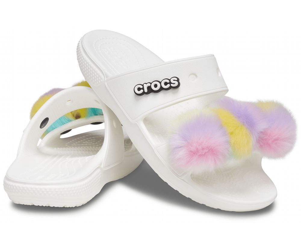 Crocs Classic Fur Sure Sandaler Dame Hvide | 014-RCGSFJ