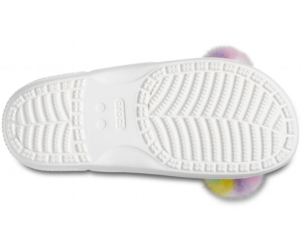 Crocs Classic Fur Sure Sandaler Dame Hvide | 014-RCGSFJ