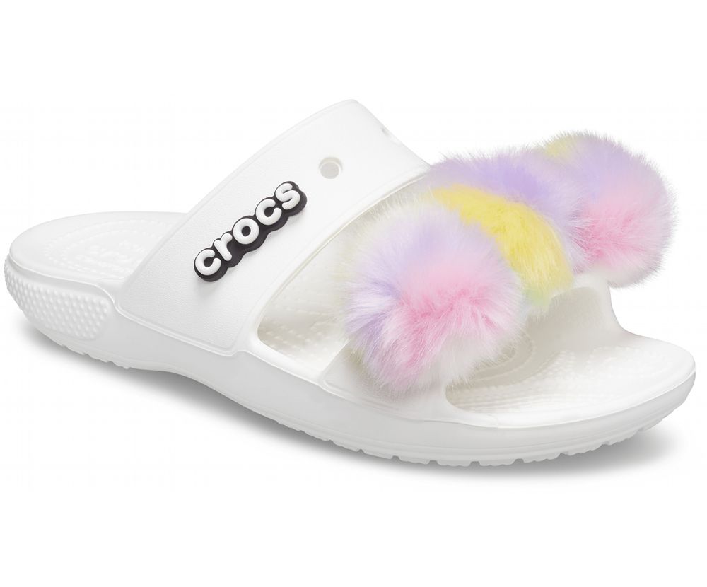 Crocs Classic Fur Sure Sandaler Dame Hvide | 014-RCGSFJ