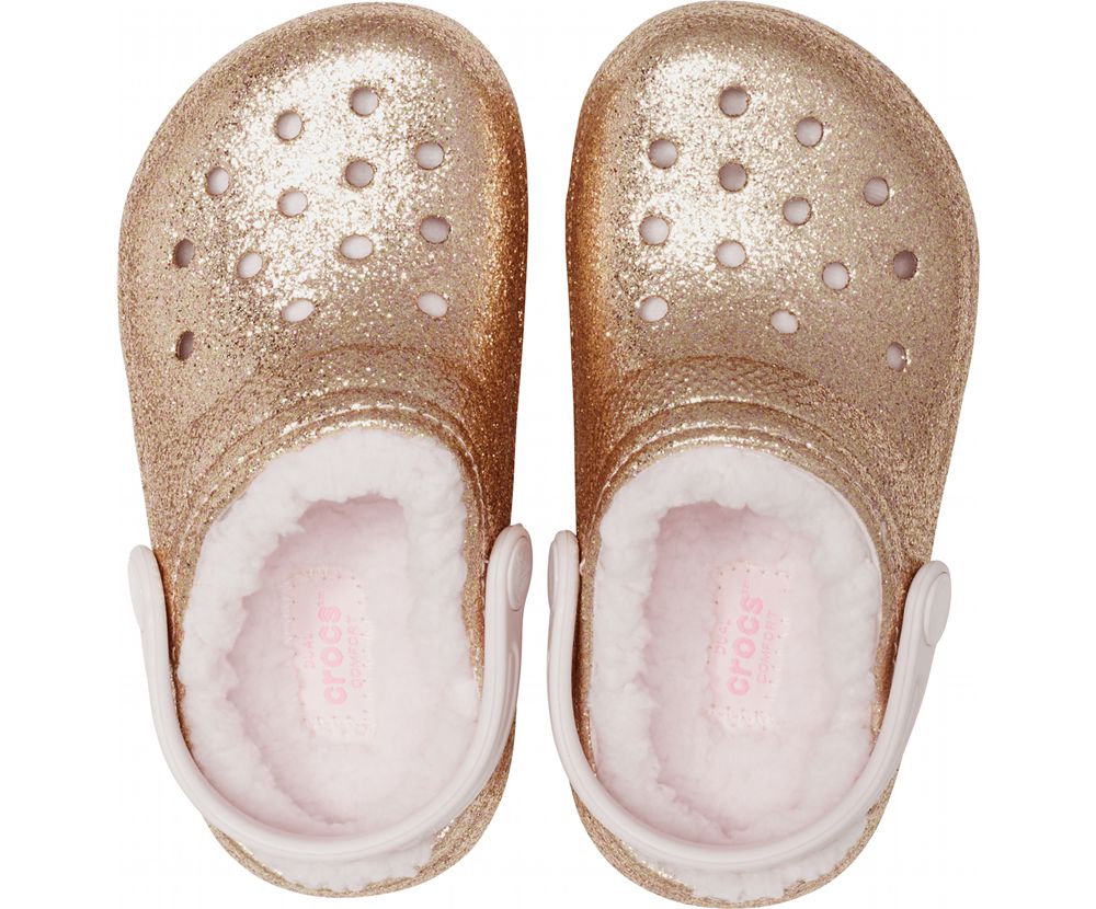 Crocs Classic Glitter Forede Tøfler Pige Guld | 780-SXWEHO