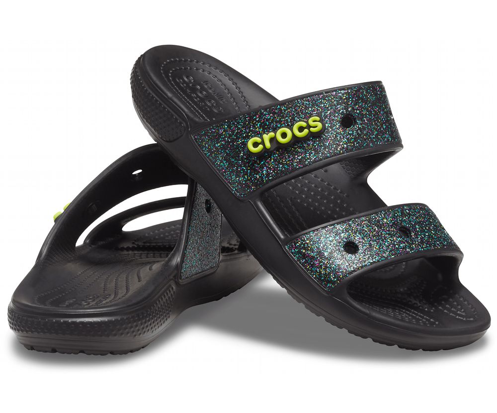Crocs Classic Glitter Sandaler Herre Sort | 091-GRXOMB
