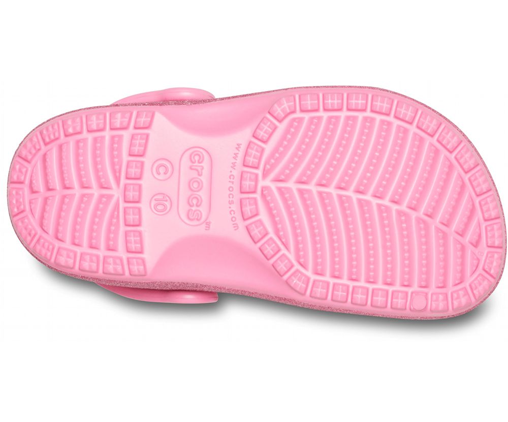 Crocs Classic Glitter Træsko Pige Lyserød | 865-DRZLAU