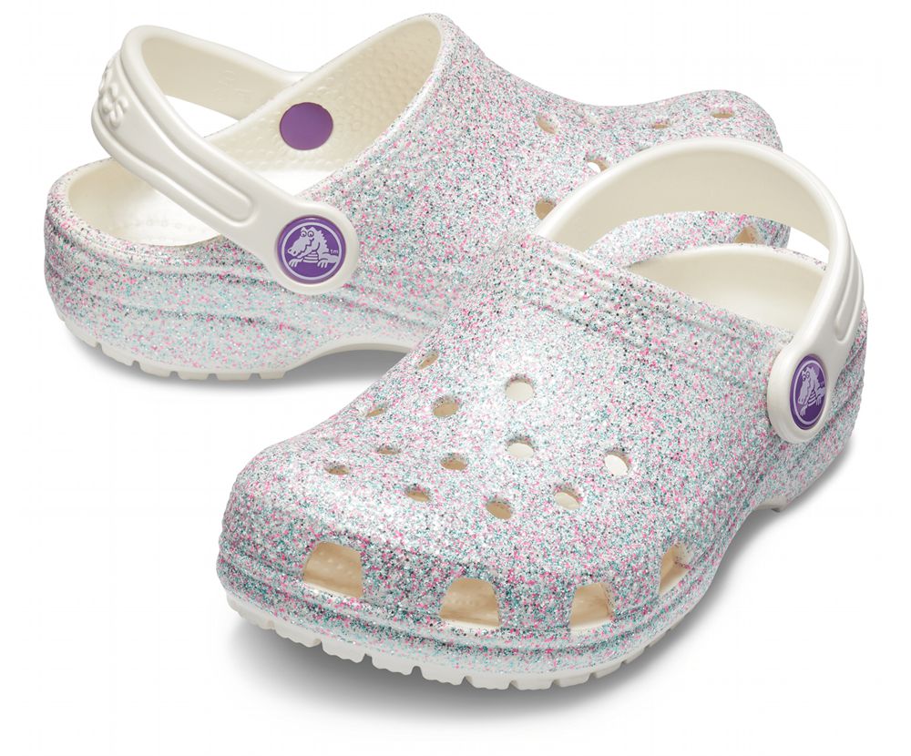 Crocs Classic Glitter Træsko Pige Sølv | 234-JFLSWD