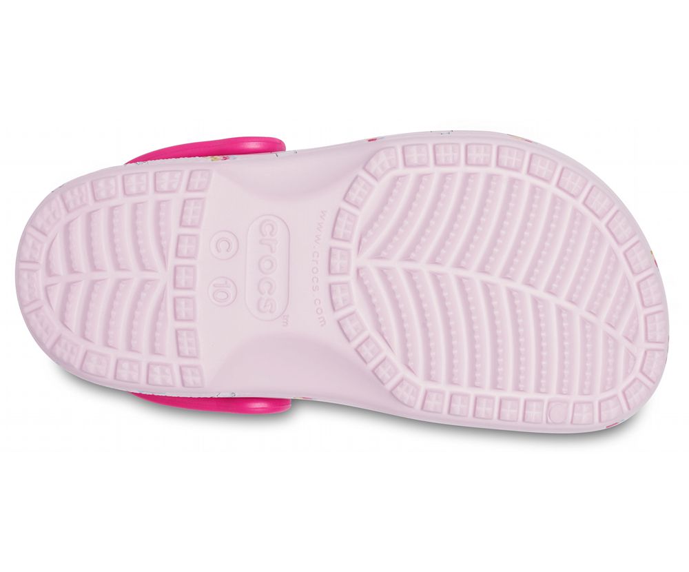 Crocs Classic Printed Træsko Drenge Lyserød | 710-OIGDZE
