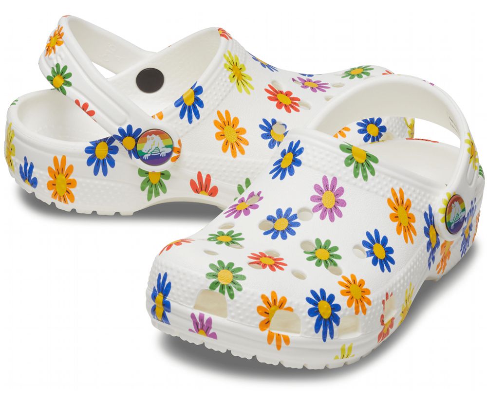 Crocs Classic Seasonal Print Træsko Pige Hvide | 329-EQKSYU