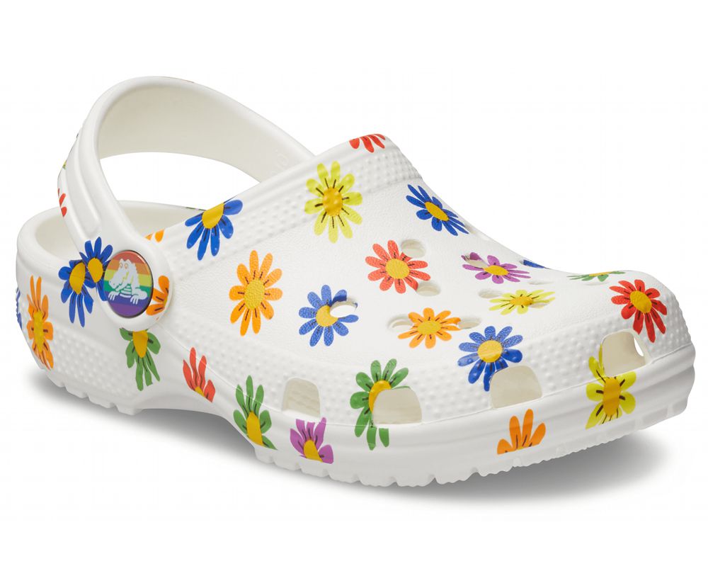 Crocs Classic Seasonal Print Træsko Pige Hvide | 329-EQKSYU