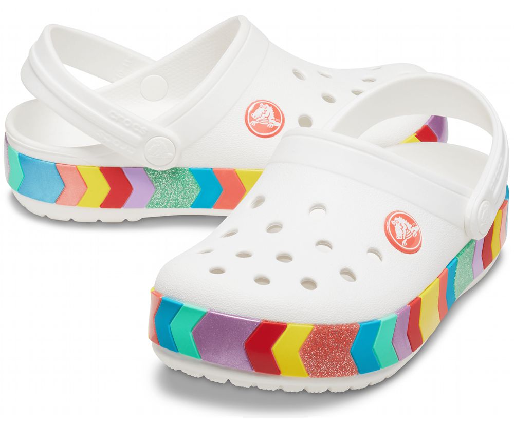Crocs Crocband™ Chevron Beaded Træsko Pige Hvide | 157-XKUHNA