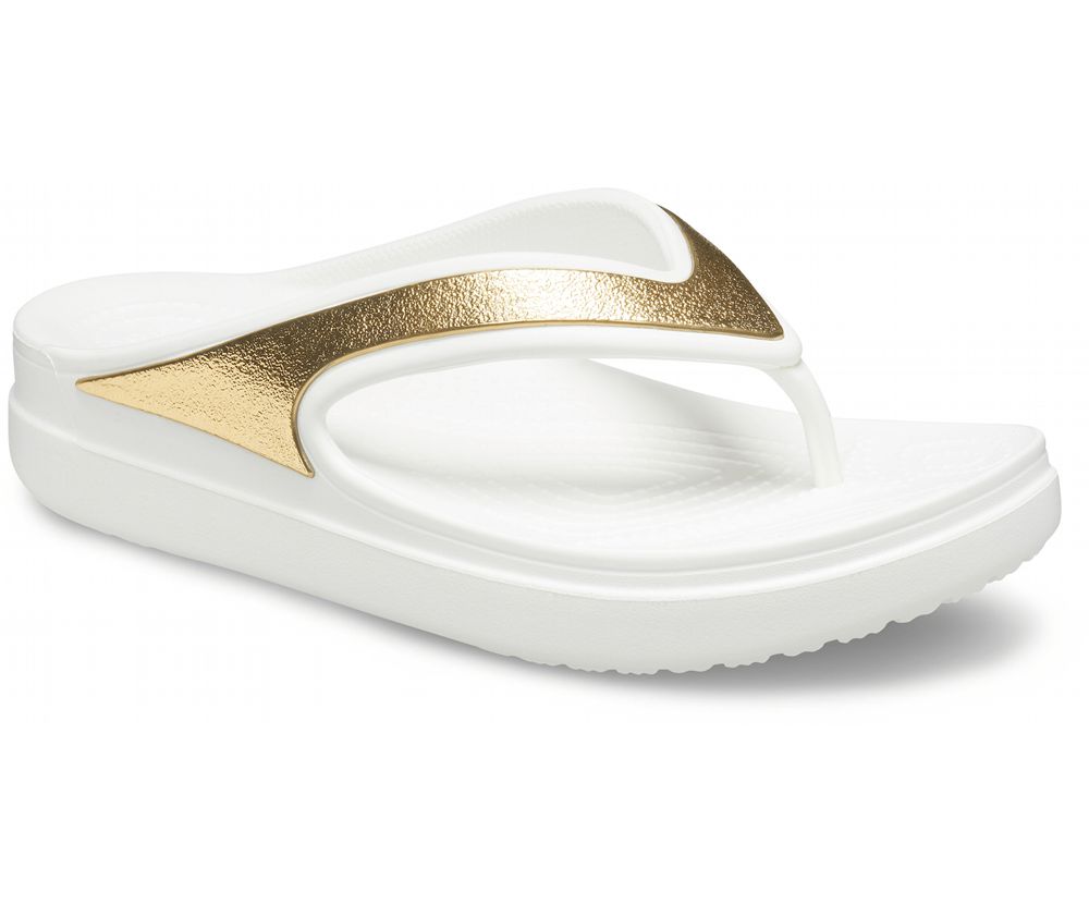 Crocs Sloane Shine Wedge Klipklapper Dame Guld | 981-NXKWRV